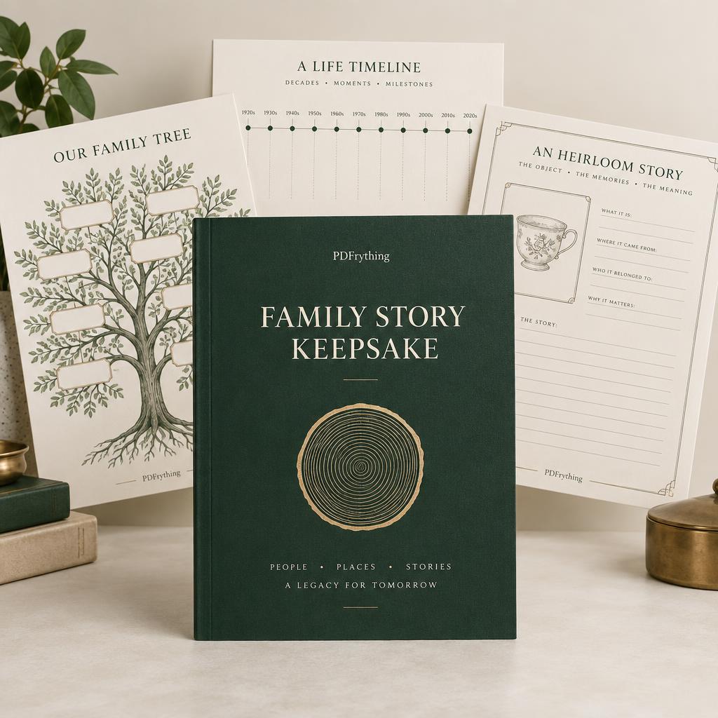 Cover of the Family Story Keepsake printable PDF
