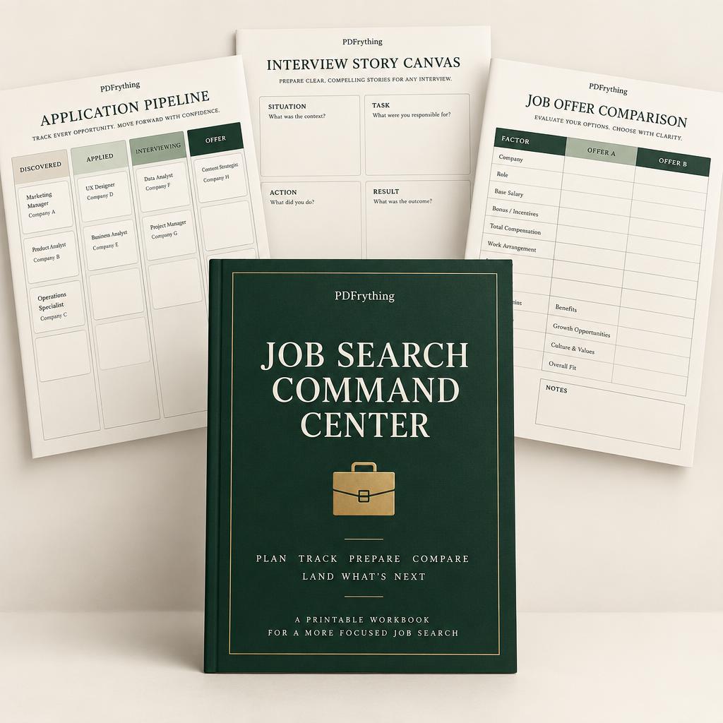 Cover of the Job Search Command Center printable PDF