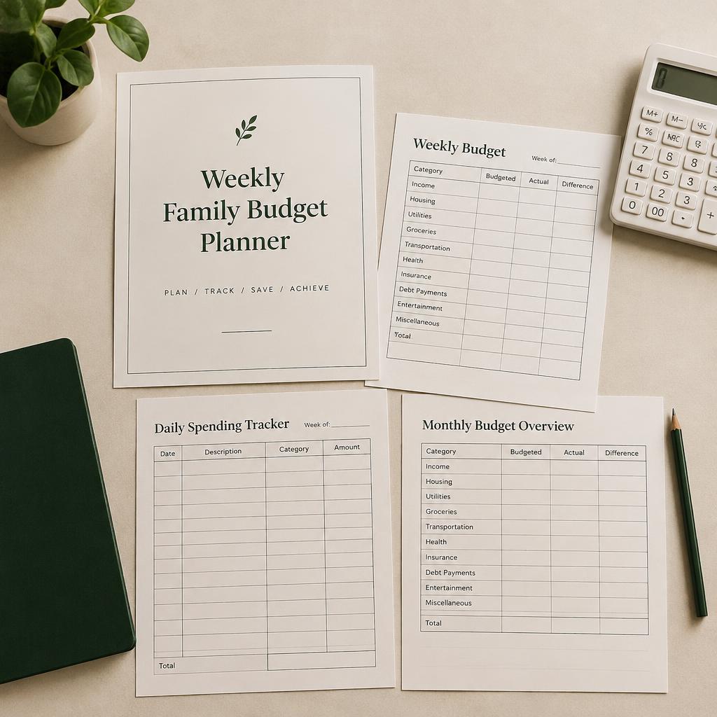 Cover of the Weekly Family Budget Planner printable PDF